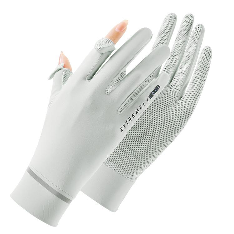 

Летние тонкие солнцезащитные женские перчатки нескользящие дышащие из ледяного шелка перчатки без пальцев нескользящие для вождения и езды на электромобилях на открытом воздухе One size