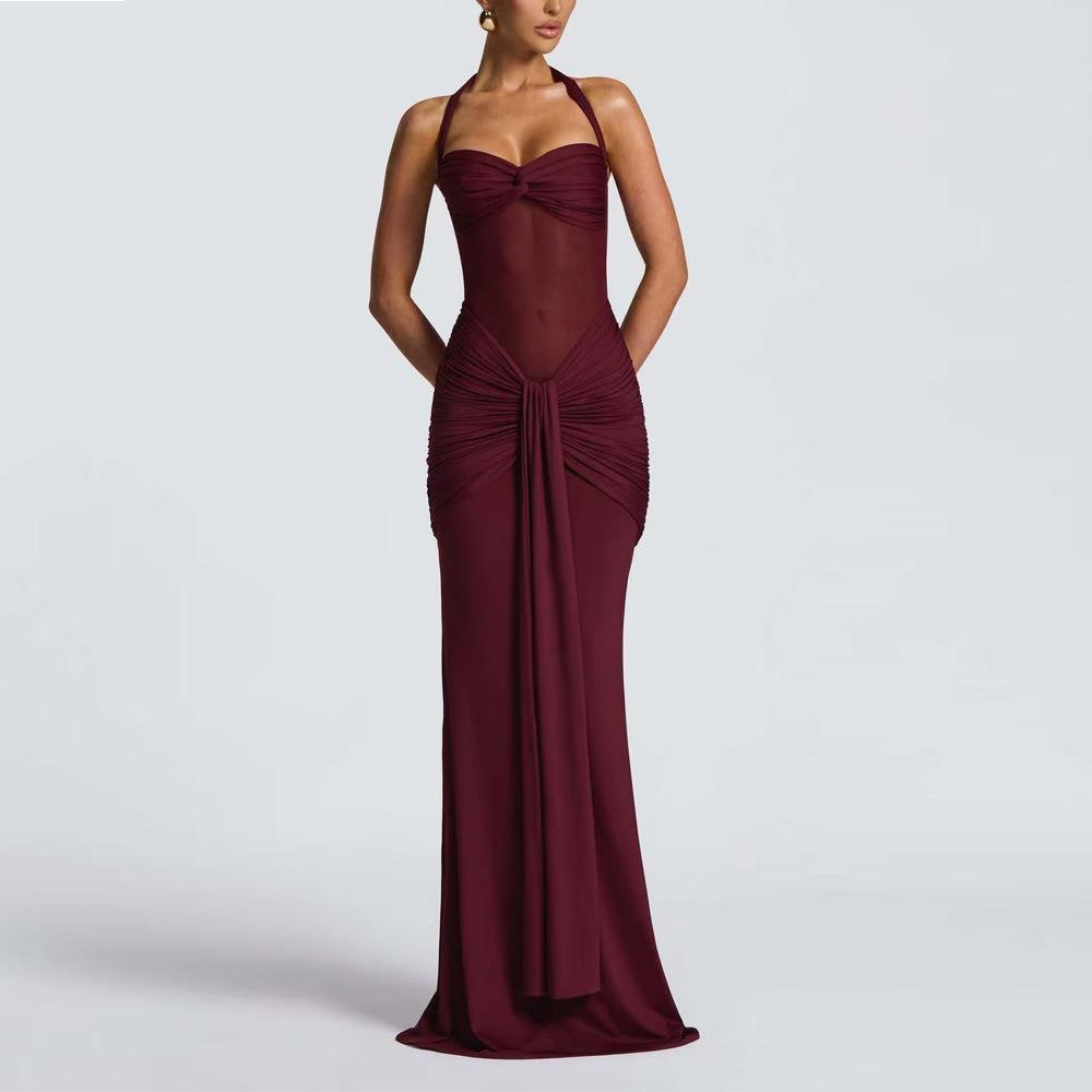 Women's 2025 Backless Bodycon Ruched Dress
