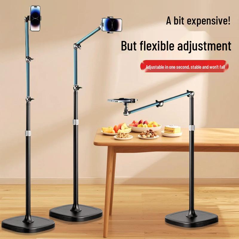 360° Rotating Retractable Floor-Stand Phone Streaming & Shooting Boom Arm