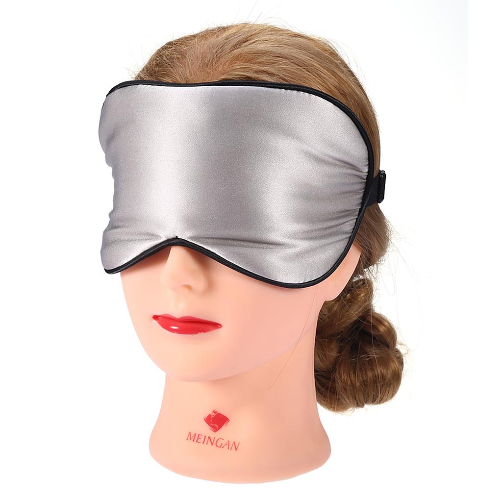 Natural Silk Sleeping Eye Mask Men Women Breathable Nap Sleep Shade Mask Silver Grey