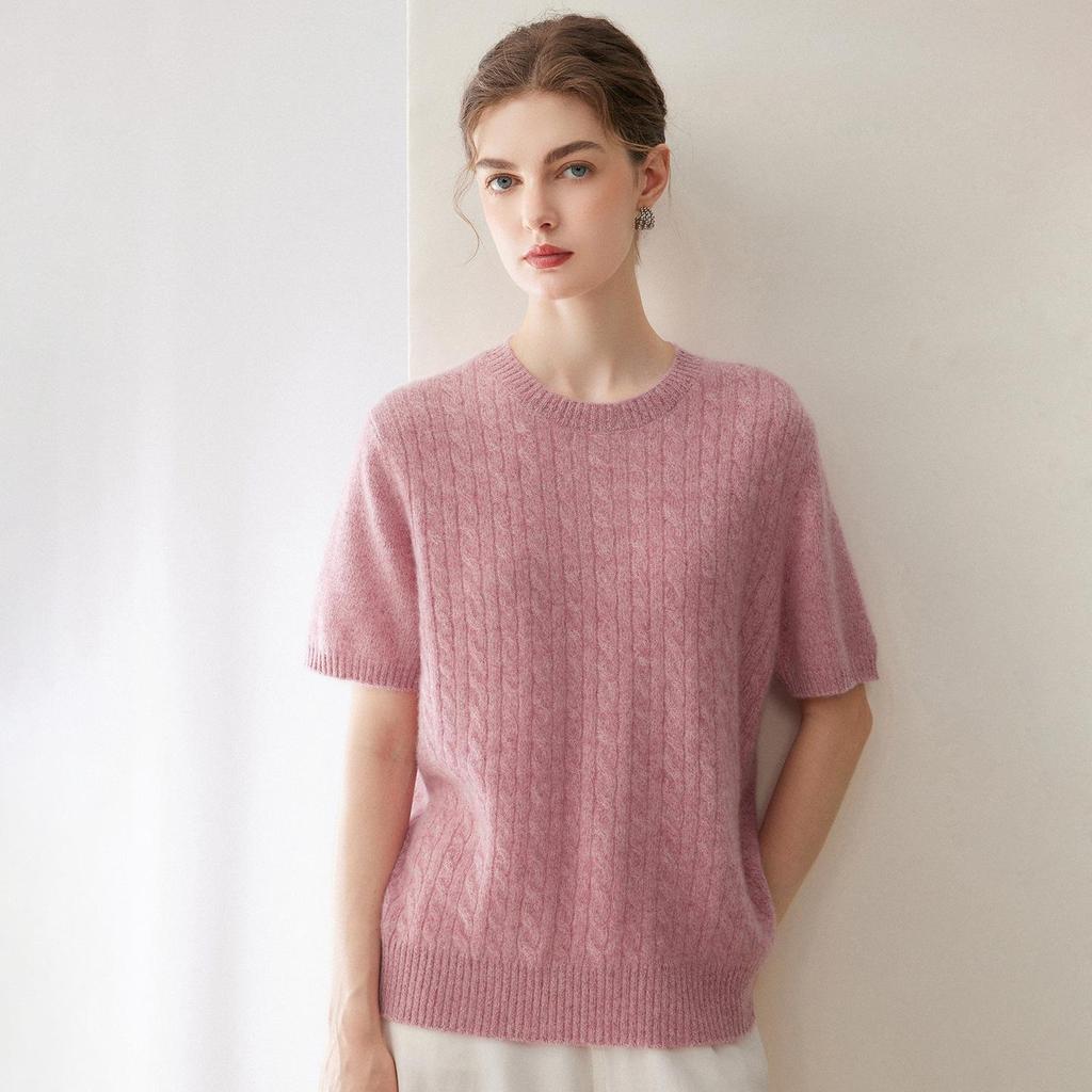 Kang Sai Ni Women's 100% Cashmere Cable Knit Retro Sweater