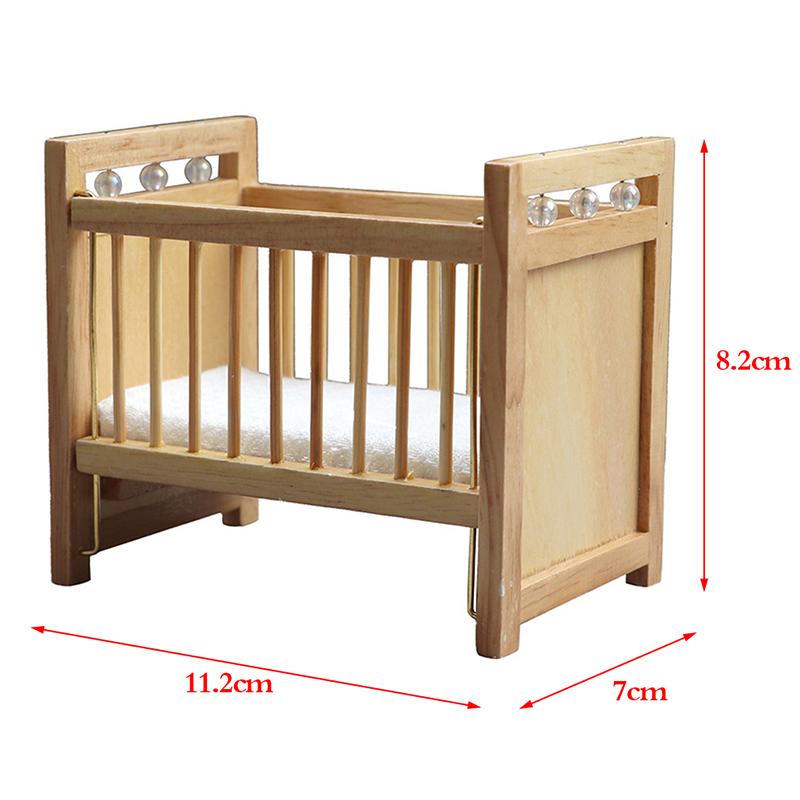 1:12 Dollhouse Miniature Baby Bed Wooden Cradle Baby carriage Baby Walker Doll House Accessories For Dollhouse Decoration New