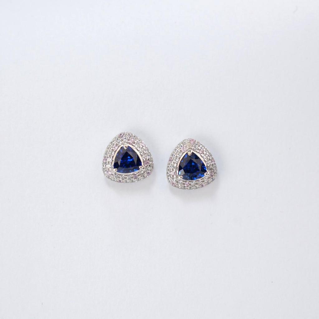 Zhou Hengfu S925 Sterling Silver Sapphire Earrings - Light Luxury Fashion