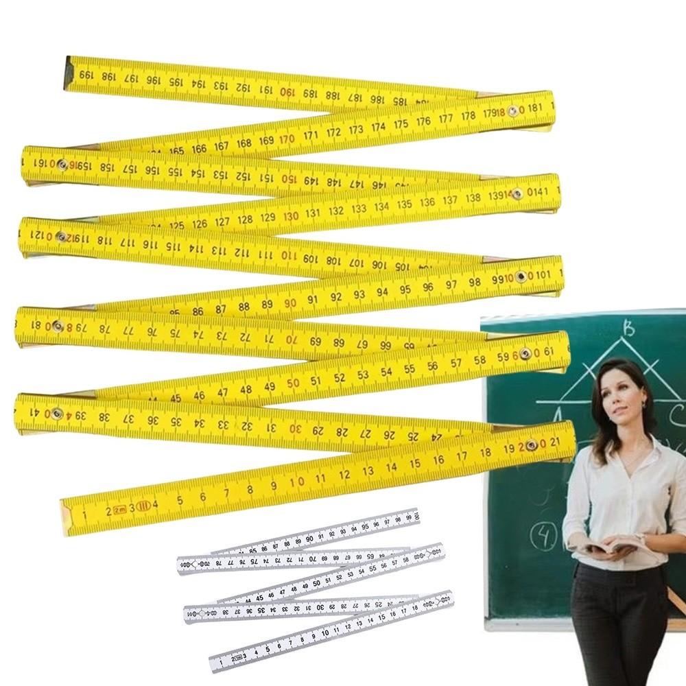 Lightweight Wooden Folding Ruler 1M Extended Measuring Rule Slider 2M Dual Sided Measuring Tool Woodworking