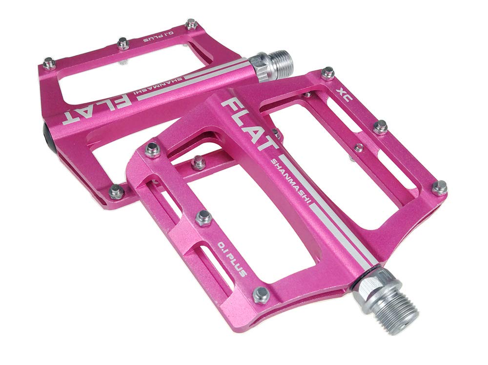 UPANBIKE Mountain Bike Bearing Pedals with 9/16" Spindle, Aluminum Alloy, Flat Platform for BMX, MTB, and Road Bicycles (Pink)