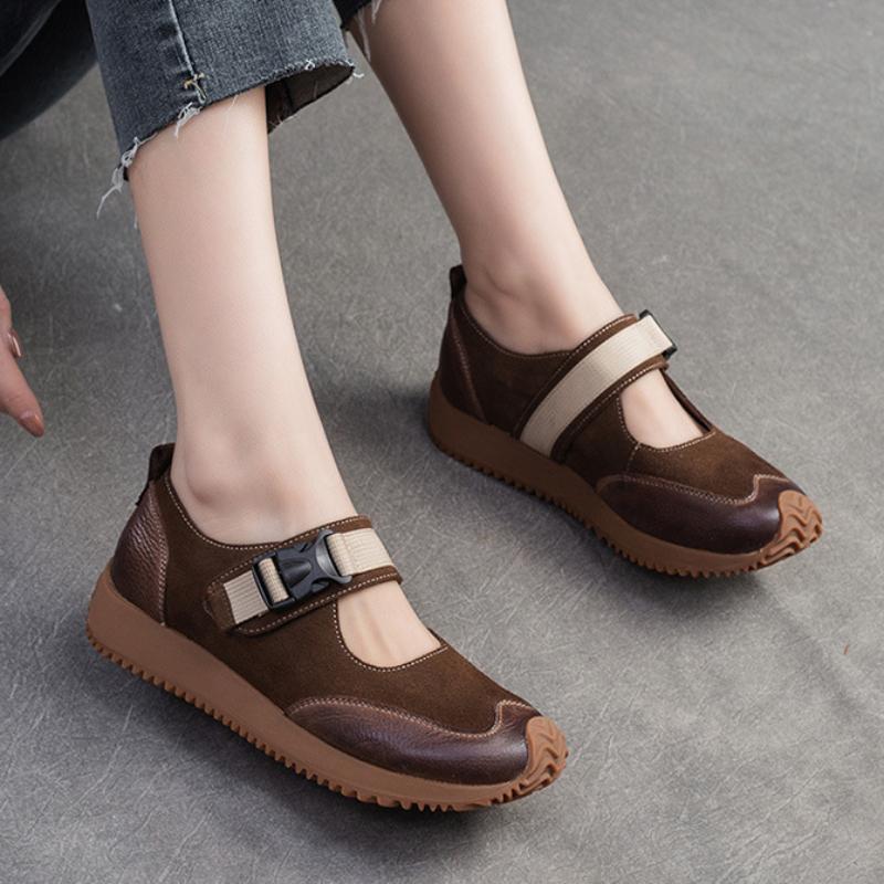 Johanature Retro Lightweight Flats Genuine Leather Casual Comfort Versatile Women's Shoes