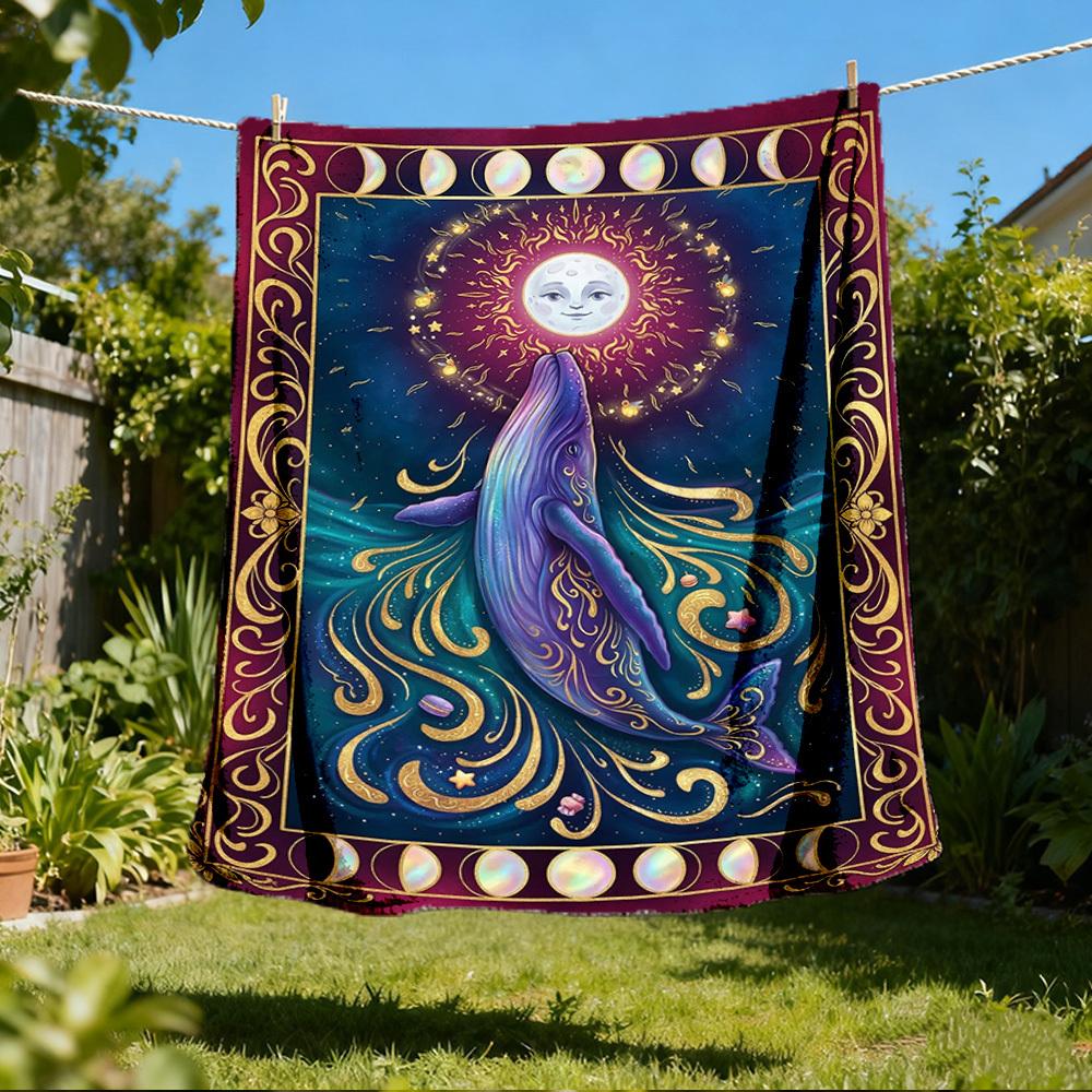 

1pc Whale MoonOutdoor Blanket, Soft And Comfortable Blanket, Casual Warm Outdoor Blanket, Good Birthday Gift yy260328074 75x90cm