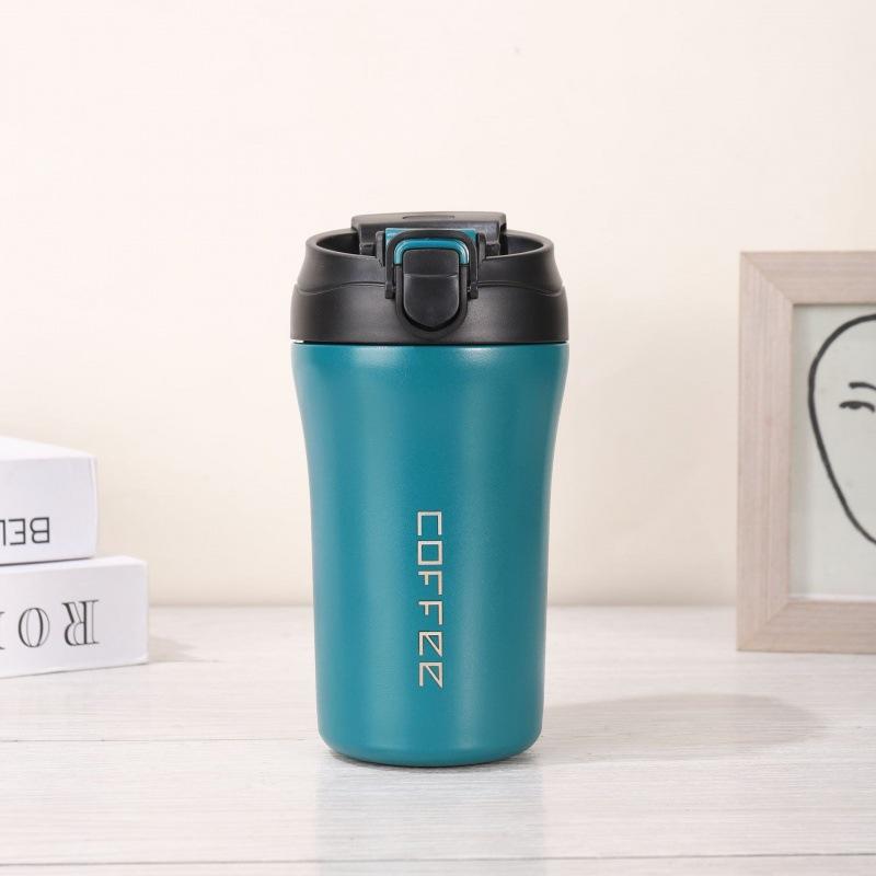 Simple And High-Value Coffee Cup Straw Double Drink Thermos Cup Portable Accompanying Cup Creative Car Male And Female Students Water Cup