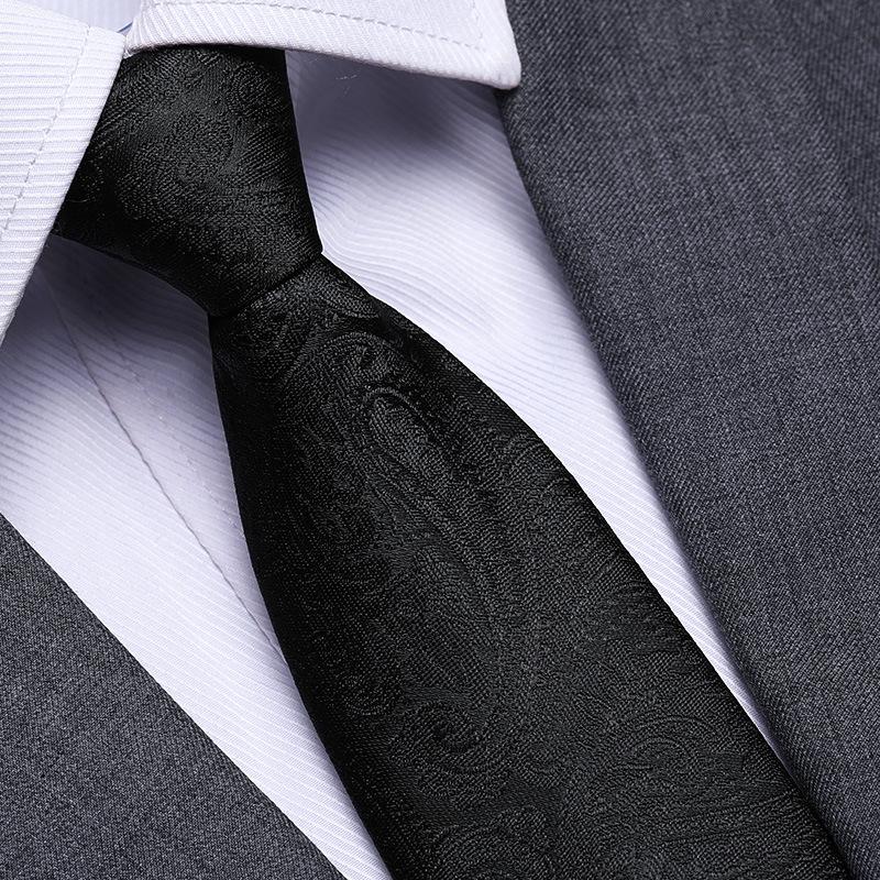 Black No Zipper Men'S Professional Dress Tie Business Casual Wedding Groom Korean Edition One Pull Tie