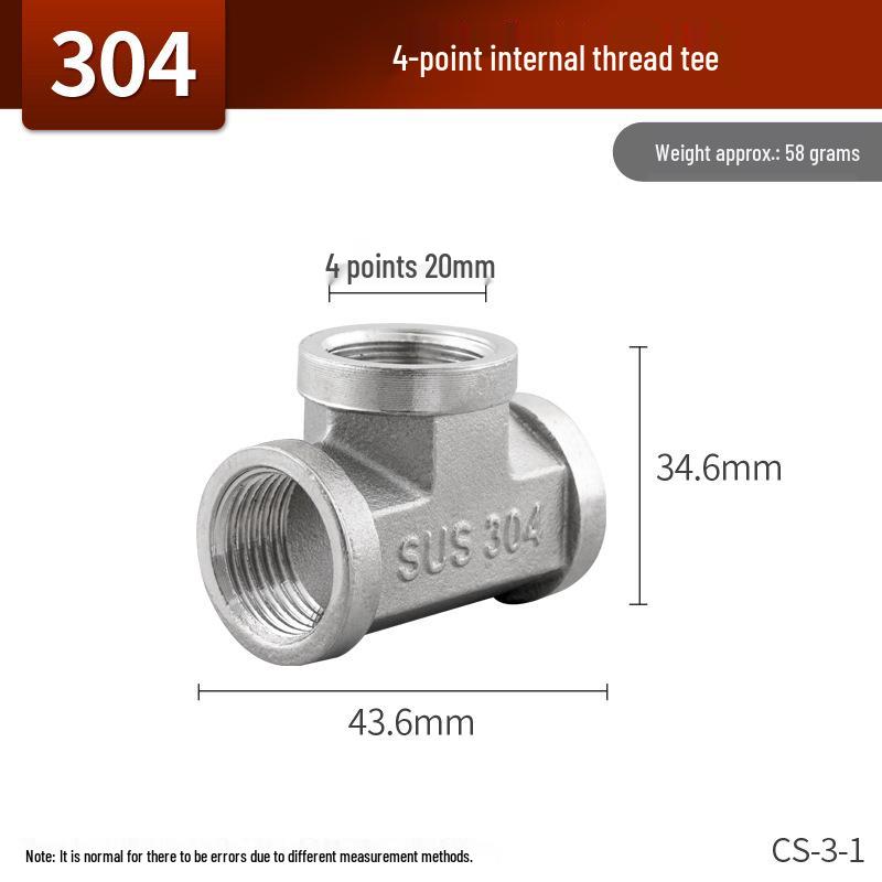 304 Stainless Steel Male Elbow Repair Nipple: Internal/External Thread Tee Water Pipe Fittings Set