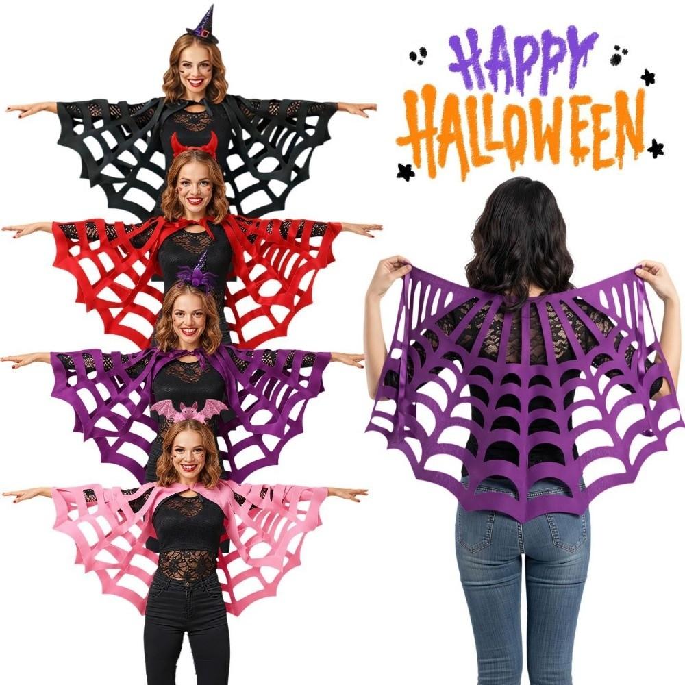 Hollow Out Cosplay Cloak Felt Material Spiderweb Shawl Retro Halloween Cape Adult