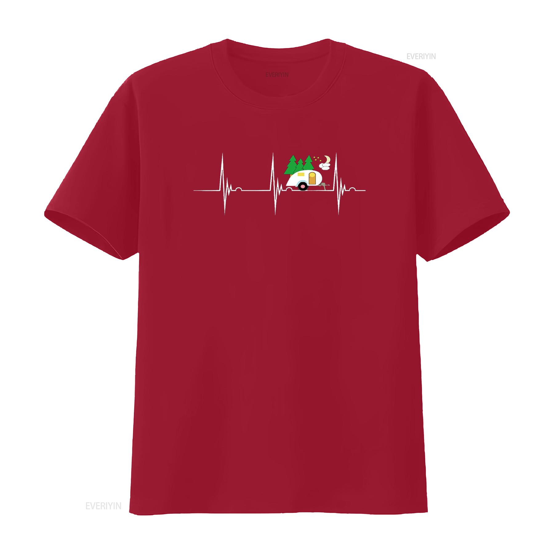 Teardrop Trailer Heartbeat Camping Pulse Line EKG RV T Shirt vintage Washed designer clothes Breathable graphic Unisex Slightly S