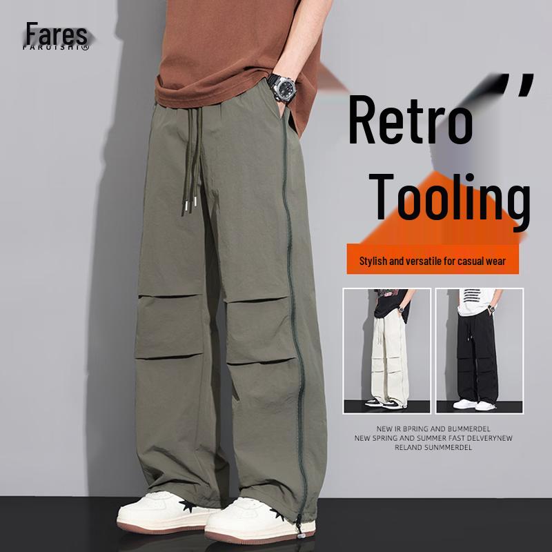 FARUISHI Men s Side Stripe Wide-Leg Casual Trousers 3XL