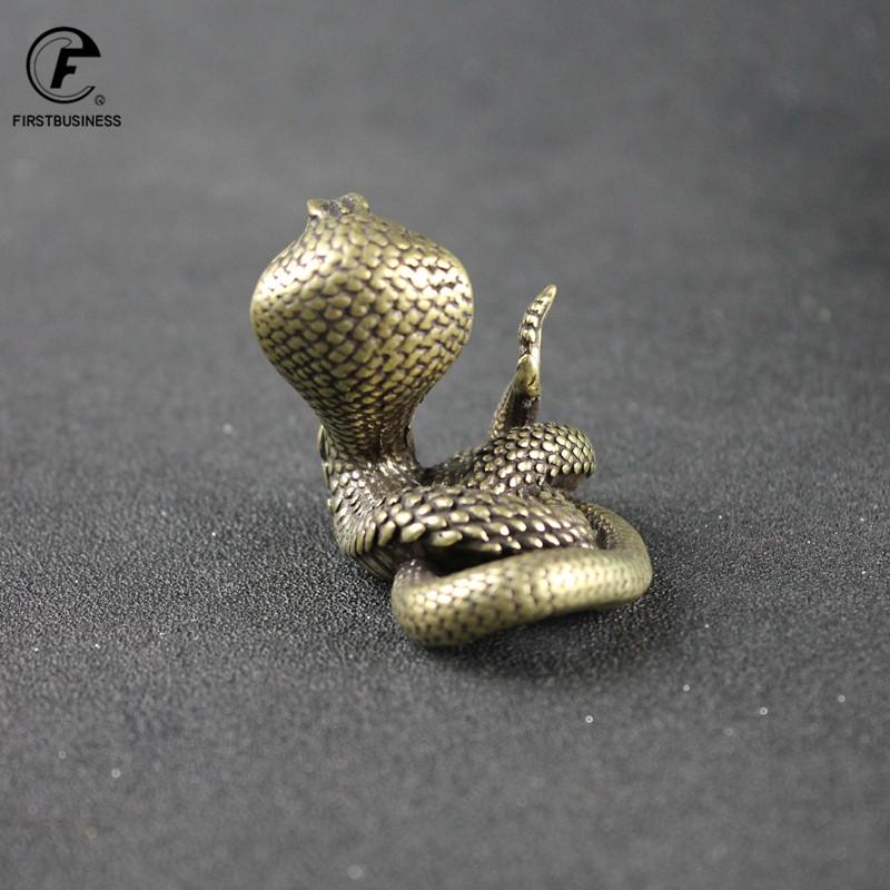 Antique Bronze Cobra Statue Ornament Zodiac Snake Miniature Figurines Copper Desktop Decoration Tea Pets Decor Accessories Craft