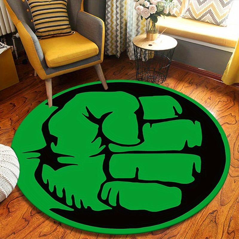 1pz Tappeto Rotondo Marvel Hulk Antiscivolo, Lavabile in Lavatrice in Poliestere per Arredamento Soggiorno & Camera da Letto