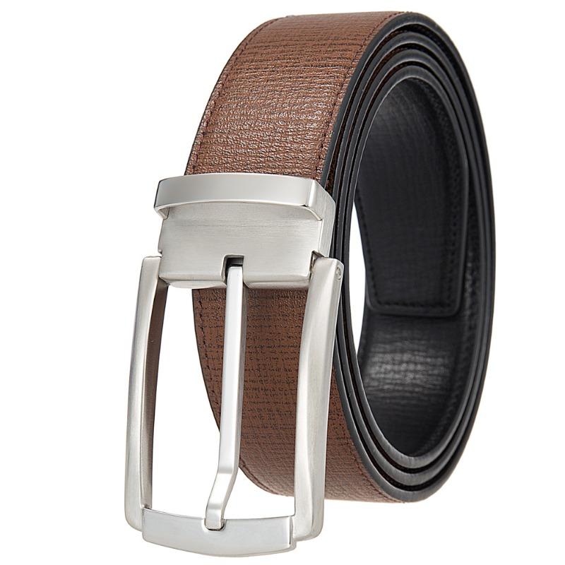 Pin Buckle Belt, Punched Belt, Men First Layer Cowhide Belt