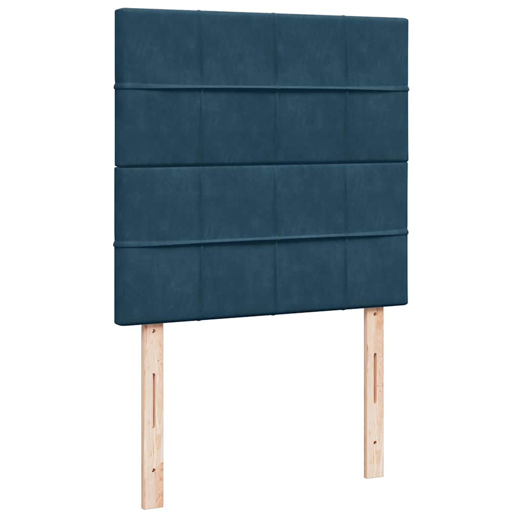 Box Spring Bed with Mattress Blue 90 x 190 cm Velvet