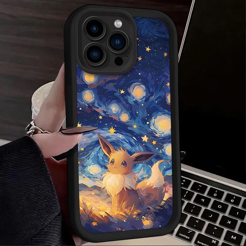 Lovely P-Pokemon Starry Sky Case for IPhone 17 Air 16 16E 15 14 13 12 11 Pro Max X XS X S Max XR SE 2020 SE4 7 8 Soft Back Cover