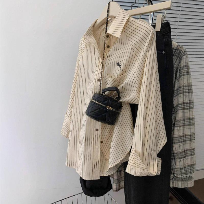 

Повседневная рубашка-куртка на пуговицах с длинным рукавом женская 2025 Осень-Зима S абрикосовый