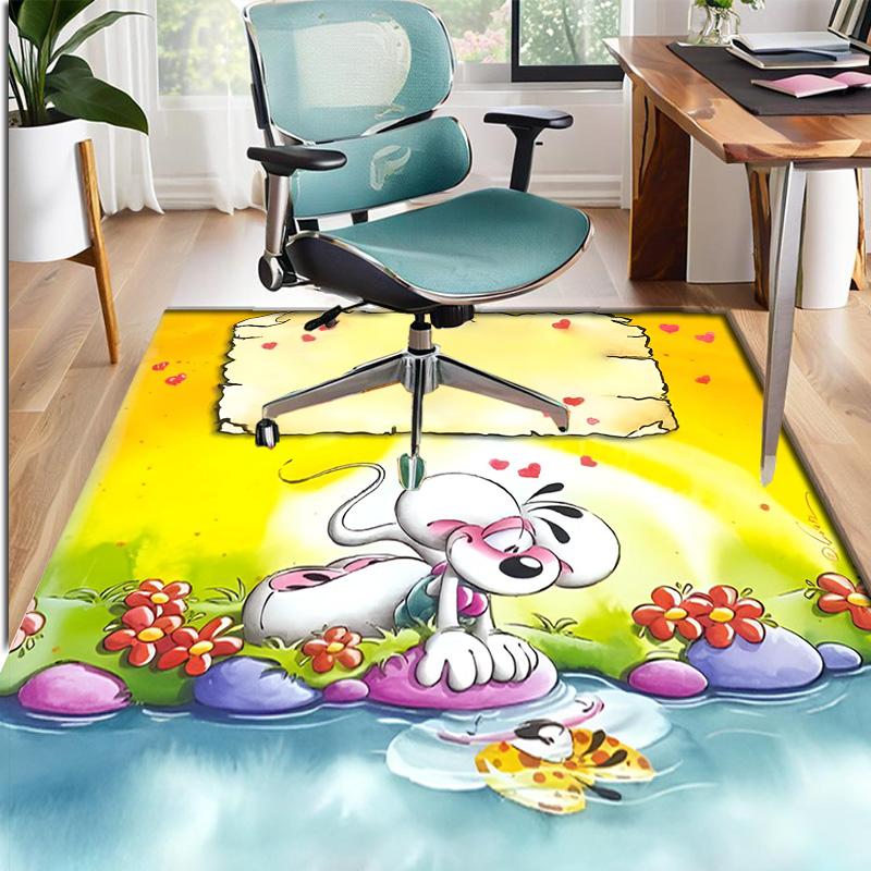 Diddl Pattern Rug, Indoor/Outdoor Mat, for Picnic, Gameroom, Bedroom, Office, Living Room, Home Decor Carpet, Birthday Gift