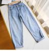 Women Jeans Spring Autumn Elastic Waist Light Blue Loose Denim Pants Harem Pants Female Casual Trousers