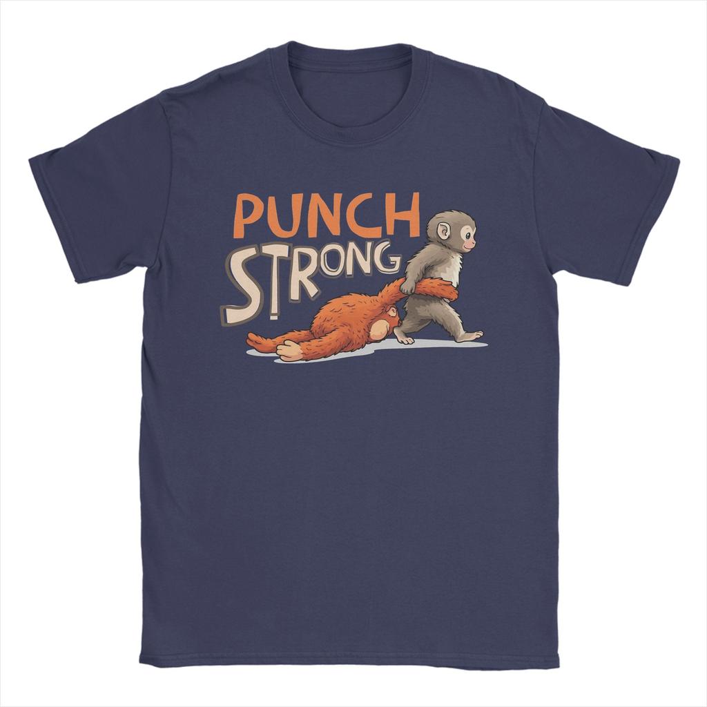 Unisex TShirt Baby Monkey Punch Strong Funny Cotton Tees Short Sleeve T Shirts Round Collar Clothing Printed