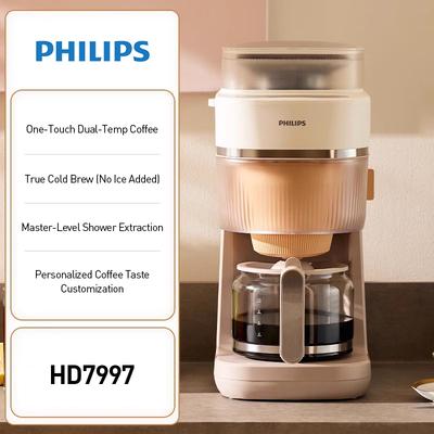 Philips Kaffeemaschine Kaffeemaschine HD7997 Zwei-Temperatur-Amerikanischer Stil Mahl- und Brühkaffeemaschine