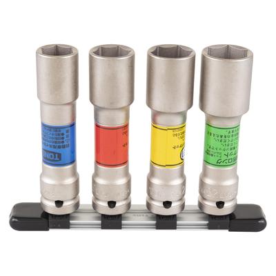 Juego de Vasos para Tuercas de Rueda Largos Finos de Impacto TONE Incluye 4 Piezas (con Holder), HA404LN, 12,7 mm (1/2 ") Conducir,