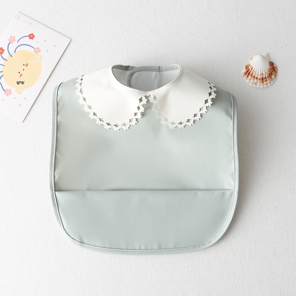 Sleeveless Waterproof Baby Bib with Lace - Reversible Anti-Dirt Feeding Smock