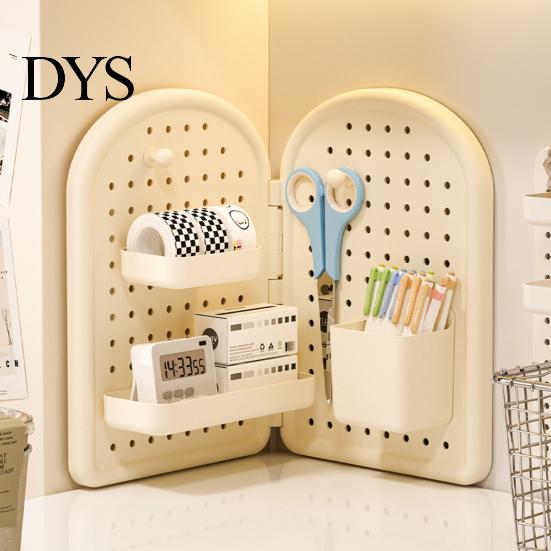 Wall Mounted Pegboard Organizer Perforated Board Storage Rack, Foldable Plastic Organizer, No Peg for Office Drilling Shelf Home Desk And Rack