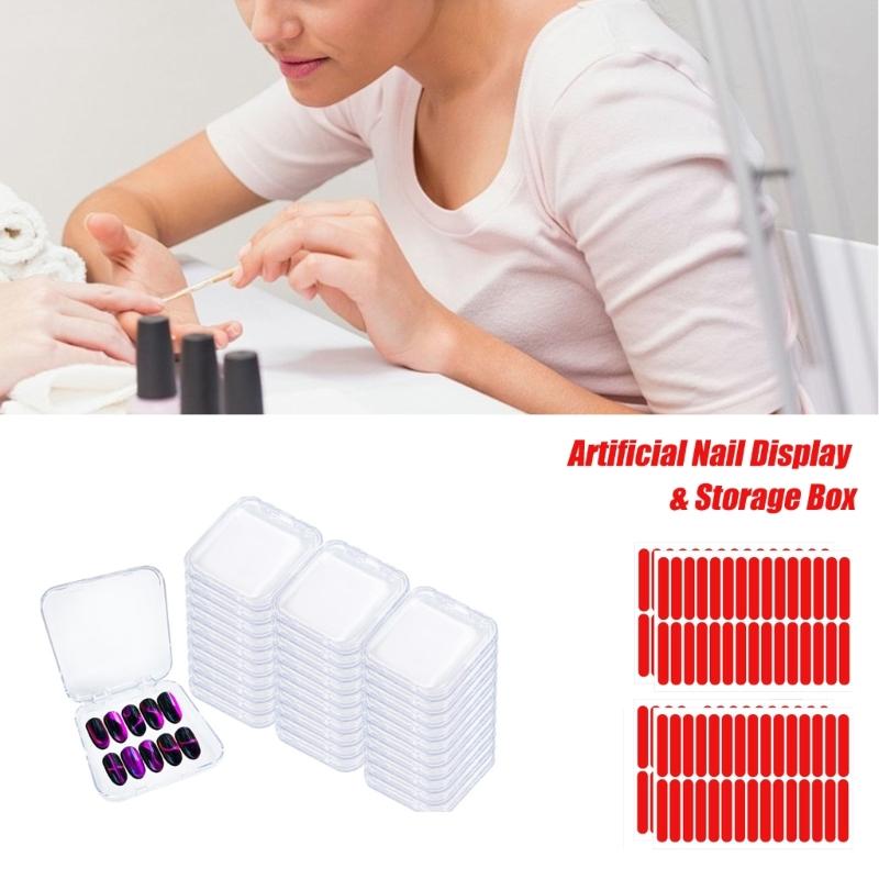 Clear Nail Art Presentation Container Space Saving Design with Adhesive Strips for Salon Home Organization