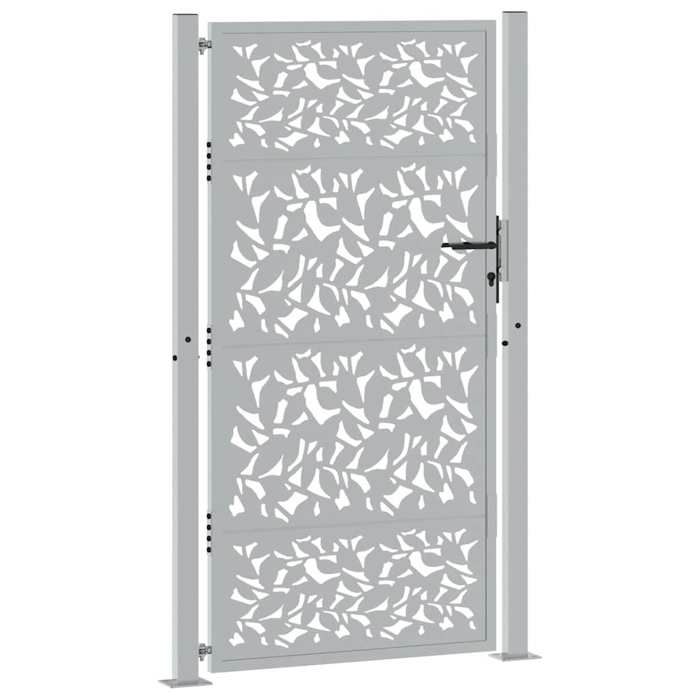 VidaXL Porte de jardin acier résistant aux intempéries design feuilles, porte de clôture, porte extérieure, porte en métal, 4100967