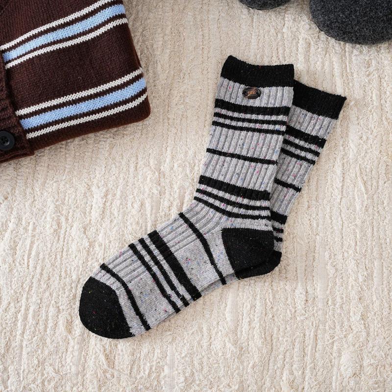 

Dot Yarn Wool Socks Women Warm Thickened Mid-Leg Socks Egg Button Striped Socks Women Pile One size fits all