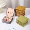 High-end Square Zipper Style Jewelry Box Travel Portable Velvet- Jewelry Storage Bag Bracelet Earrings Jewelry Organizer