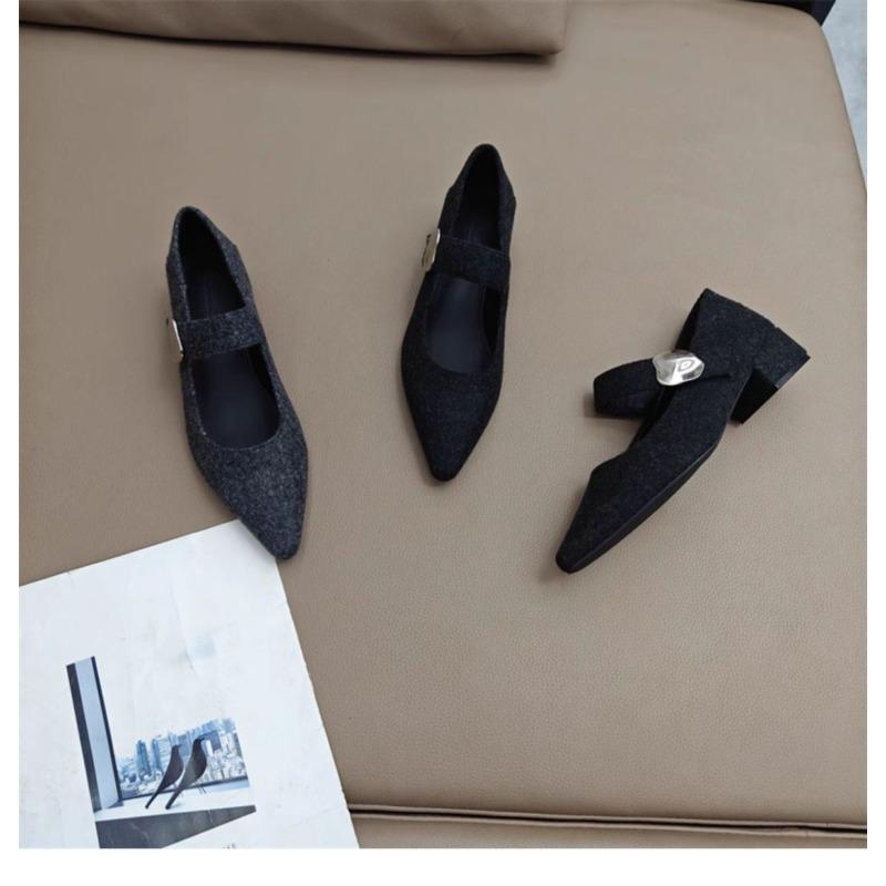 Fashion Hot Selling 2025 New Shoes Woman Comfortable Square Toe Female Footwear on Heels Summer Spring High Mary Janes Shoes Woman Flats