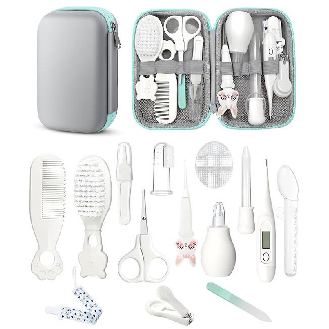 Baby Healthcare and Grooming Kit, Safety Newborn Nursery Baby Care Kit, with Hair Brush Comb, Nail Clipper, Thermometer, Pacifier Clip, Baby Registry