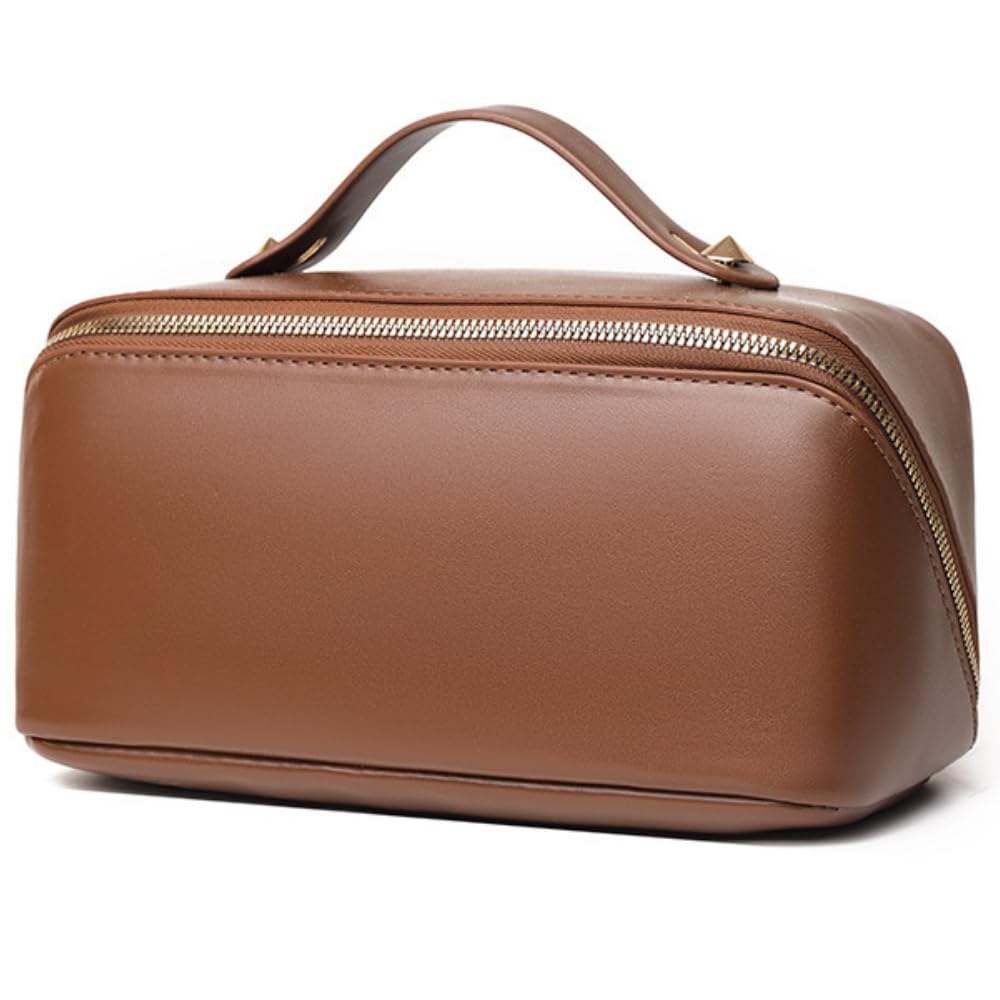 ARESACHI Vanity Large Makeup Portable for Travel Pouch, Pouch, (Brown)