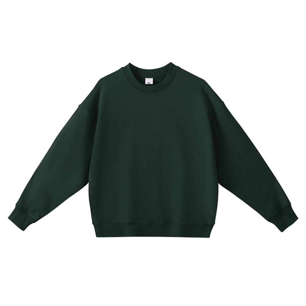 Men's And Women's Casual Solid-color High-weight Off-the-shoulder Pullover, Men's Loose Round-neck Long-sleeved Sweatshirt