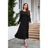 New V-neck Long-sleeve Dress Jacquard Waist Dresses