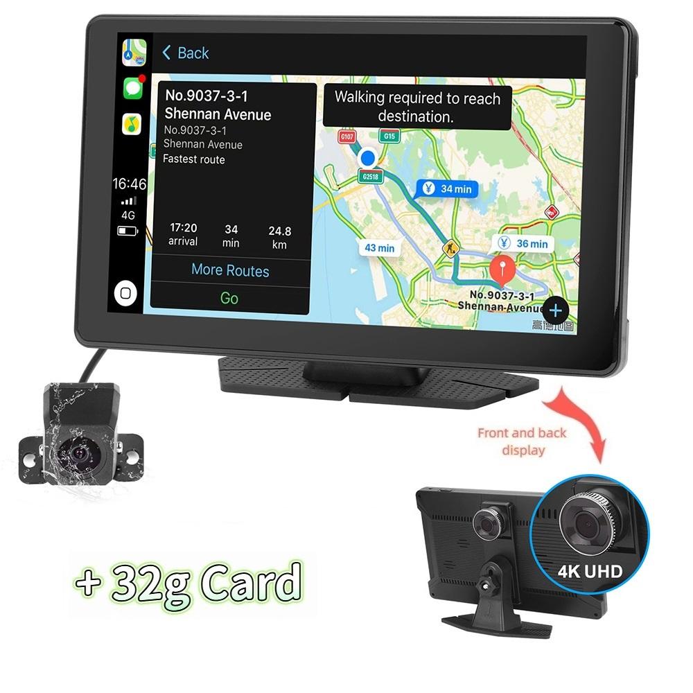 9-inch HD Wireless CarPlay, WiFi Dual-lens Dashcam, Car Navigation System, Equipped with Optical Sensor