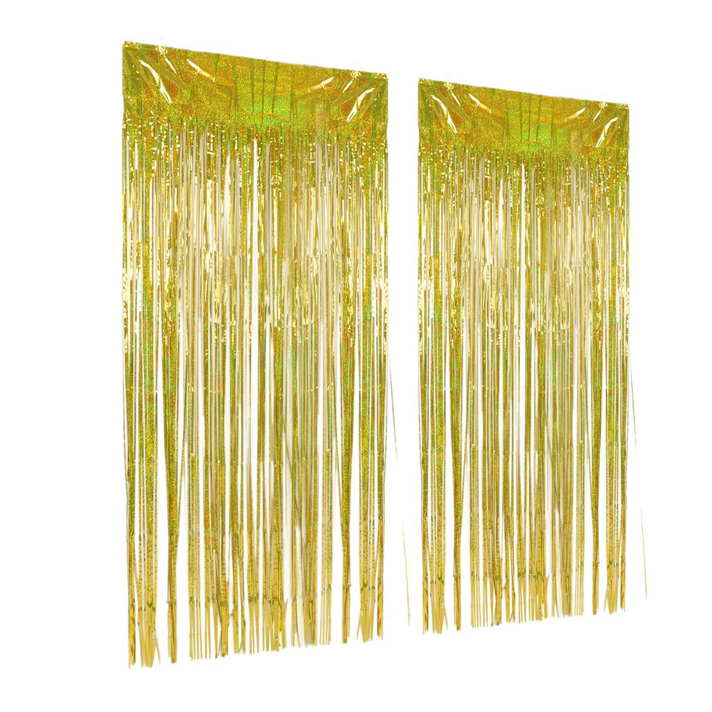 2pcs Foil Fringe Curtain Fringe Backdrop for Wedding Engagement Bridal Shower Birthday Party Stage