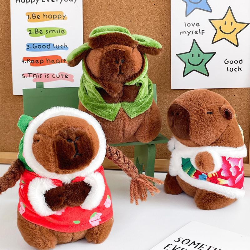 Grüne Gitarre Wasserschwein Plüschtier Kurzes Fell Musikschüler Rucksack Schlüsselanhänger Niedlich Sammelbar Geschenk