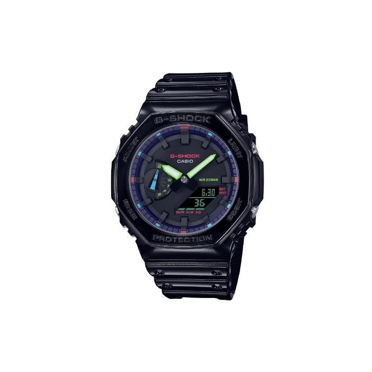 

CASIO Unisex Liquid Crystal/Analog Dual Display Series Black Watch GA-2100RGB-1APRT Black Dial