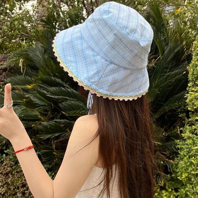 Summer Wide Brim Fisherman Hat For Women Lace Flower Brim Basin Cap Outdoor Sunshade Girl Bucket Hats