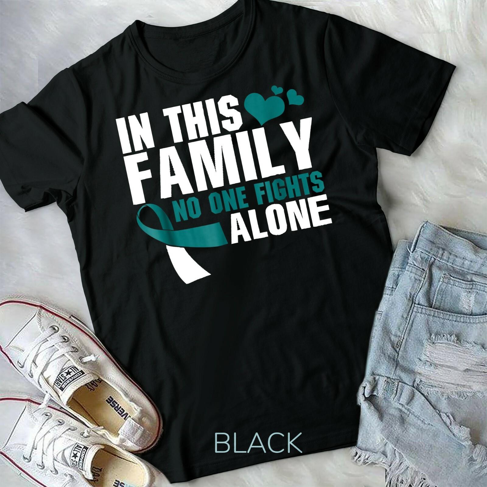 In this family no one fights alone Cervical Cancer shirt Unisex Youth T-shirt M