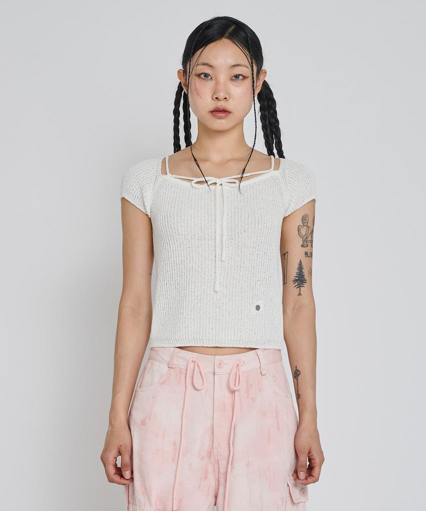 UNUSUALNORMAL Rupin 2Way Knit Top_Ivory