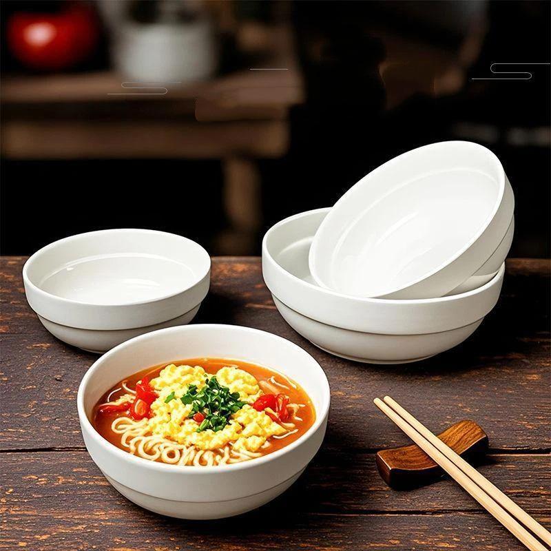 White Bowl Melamine Soup Bowl Round Porcelain Bowl Round Plastic Seasoning Bowl Rice Bowl Sugar Water Bowl