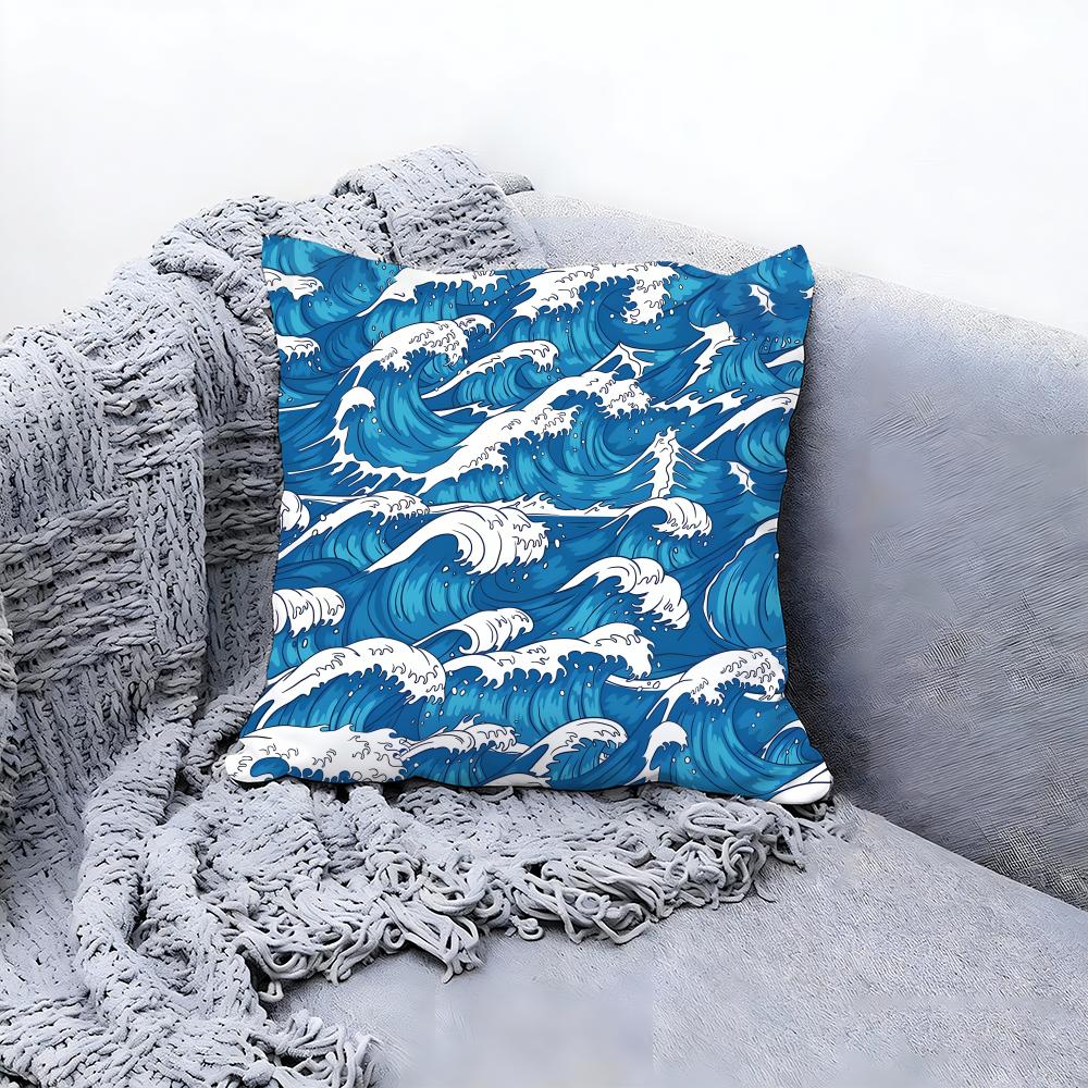 Simple Wave Pattern Design Cushion Cover Premium Comfort Reversible Pillow Cove Two in One Design for Any Room  Car Interior