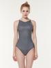 Toneidoseupocheu Gingham One-Piece V-Neck Line Back Black Swimsuit