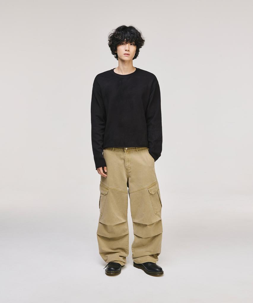 SIGNATURE Crop Rolling Round Knit [Black]